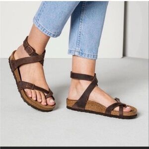 Birkenstock Women’s Yara Oiled Leather Brown Sandals Sz 40